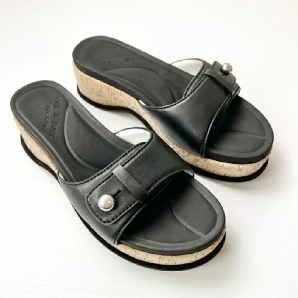 Rag & Bone Women's Black Ragbone Sommer Wedge Sandal size 8.5